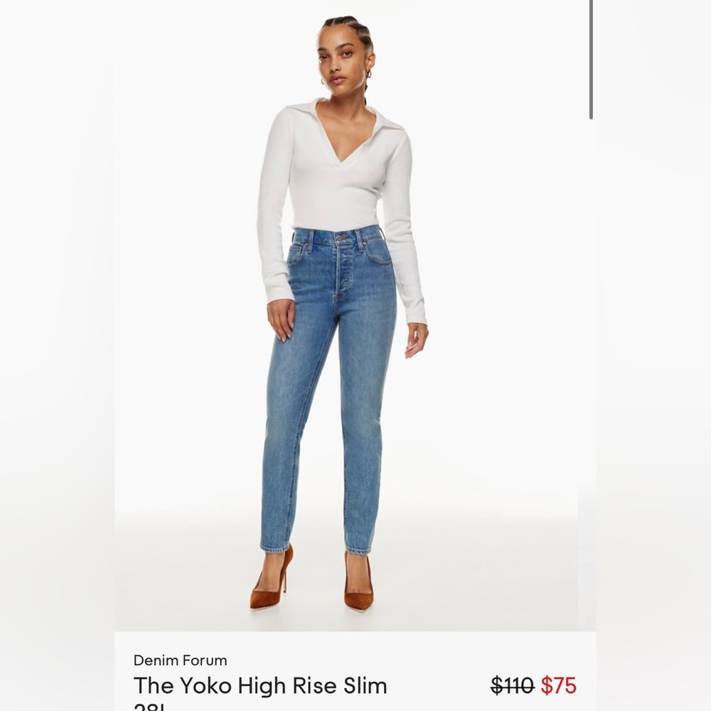 Bought from Aritzia- Denim Forum “the yoko high rise slim” size 28L and 24W